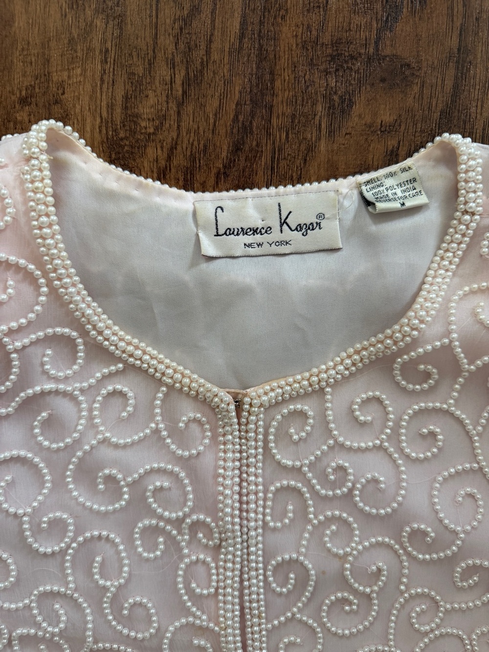 Vintage Laurence Kazar Pink Pearl Beaded Jacket - Picture 1 of 5
